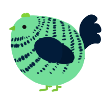 A spring and tumblr chicken with a bar pattern
