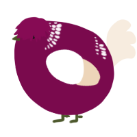 A wine and cream chicken with a neck-band pattern