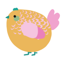 A honey and pink chicken with a half-lace pattern