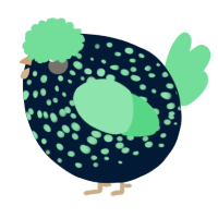 A tumblr and spring chicken with a speckle pattern