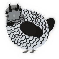 A mist and sable chicken with a lace pattern