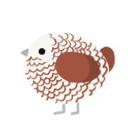 A white and russet chicken with a lace pattern