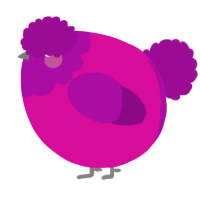 A fuchsia and plum chicken with a head pattern