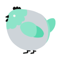 A mist and mint chicken with a head pattern