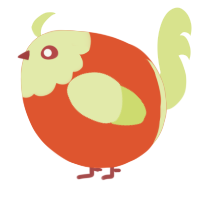 A vermilion and lemon chicken with a head pattern