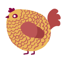 A honey and red chicken with a lace pattern