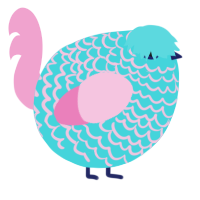A aqua and pink chicken with a lace pattern