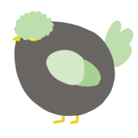 A grey and gluppy chicken