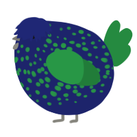 A navy and viridian chicken with a speckle pattern