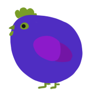 A indigo and violet chicken