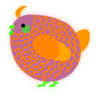 A olive and ultramarine chicken with a lace pattern