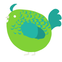 A grass and turquoise chicken with a half-lace pattern