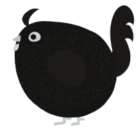 A black and sable chicken with a double-lace pattern