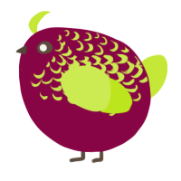 A maroon and lime chicken with a half-lace pattern