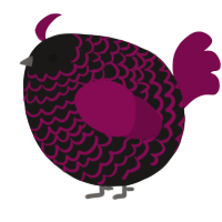 A sable and wine chicken with a lace pattern