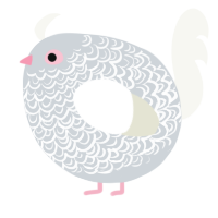 A mist and white chicken with a double-lace pattern