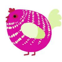 A fuchsia and apple chicken with a bar pattern