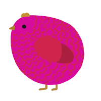 A fuchsia and crimson chicken with a lace pattern