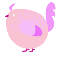 A rose and lavender chicken with a half-lace pattern