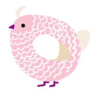 A rose and cream chicken with a lace pattern