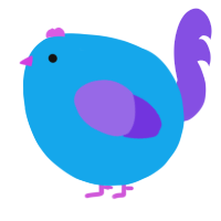 A sky and blurple chicken