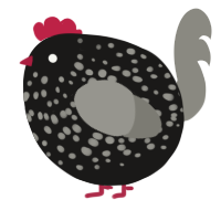 A sable and ash chicken with a speckle pattern