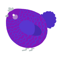 A violet and indigo chicken with a lace pattern
