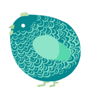 A teal and mint chicken with a double-lace pattern