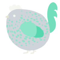 A mist and mint chicken with a speckle pattern