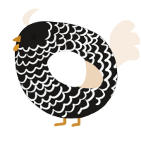 A sable and cream chicken with a lace pattern