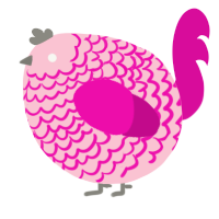 A rose and fuchsia chicken with a lace pattern