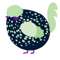A tumblr and gluppy chicken with a speckle pattern