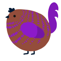 A russet and violet chicken with a bar pattern