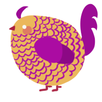 A honey and plum chicken with a lace pattern