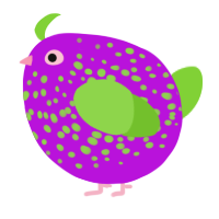 A amethyst and grass chicken with a speckle pattern