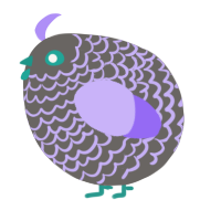 A grey and lilac chicken with a lace pattern