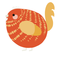 A vermilion and honey chicken with a bar pattern