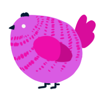 A orchid and fuchsia chicken with a bar pattern