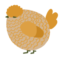 A beige and orange chicken with a lace pattern