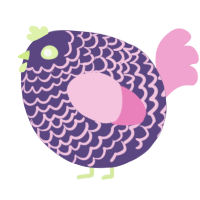 A overcast and pink chicken with a lace pattern