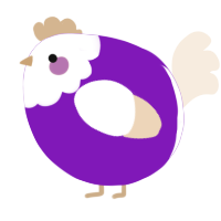 A violet and cream chicken with a head pattern