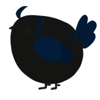 A black and tumblr chicken with a neck-band pattern