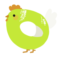 A lime and white chicken with a neck-band pattern