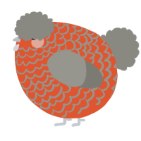 A vermilion and ash chicken with a lace pattern