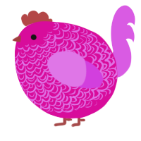 A fuchsia and orchid chicken with a double-lace pattern