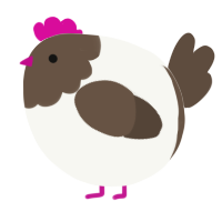 A white and bark chicken with a head pattern