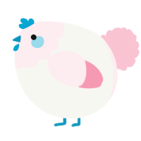 A white and rose chicken with a head pattern