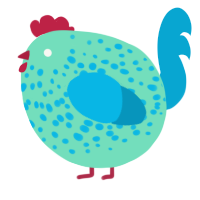 A mint and cerulean chicken with a speckle pattern