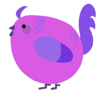 A orchid and blurple chicken with a neck-band pattern