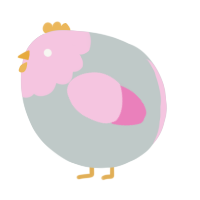 A silver and pink chicken with a head pattern